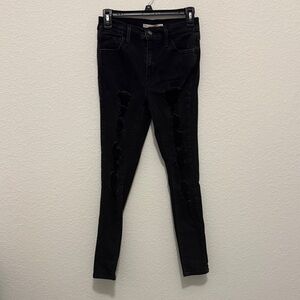 Levi’s 720 High Rise Super Skinny Black Distressed Jeans
